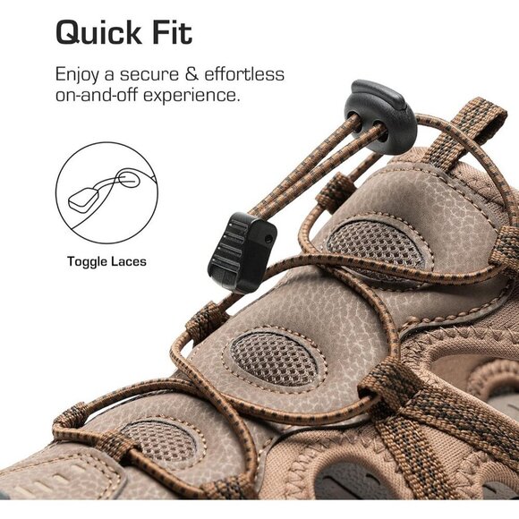 Casual Hiking Sandals Men\'s Khaki Athletic Cushioned Closed Toe Fisherman Shoes main image 8
